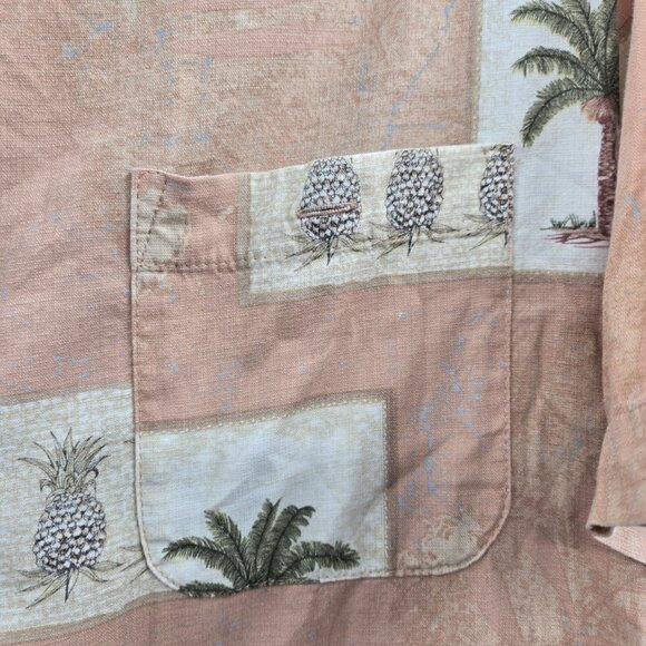Joe Marlin Orange Peach Palm Tree Button Down Cotton Blend Medium - Picture 3 of 8